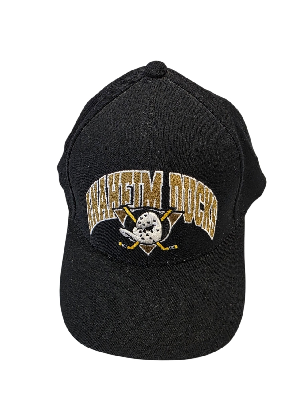 Mitchell & Ness Anaheim Ducks Black Cap with Gold Script Logo